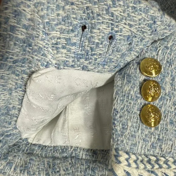 Celine Blue Tweed Wool Blend Jacket - Picture 5 of 9